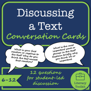 discussing a text conversation cards with questions for text-based discussion