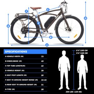 Electric Bike for Adults 28" Vintage Electric Bicycle 28mph 50+Miles City Commuter Urban Ebike 500W Powerful Motor Removable Large Battery 7-Speed UL