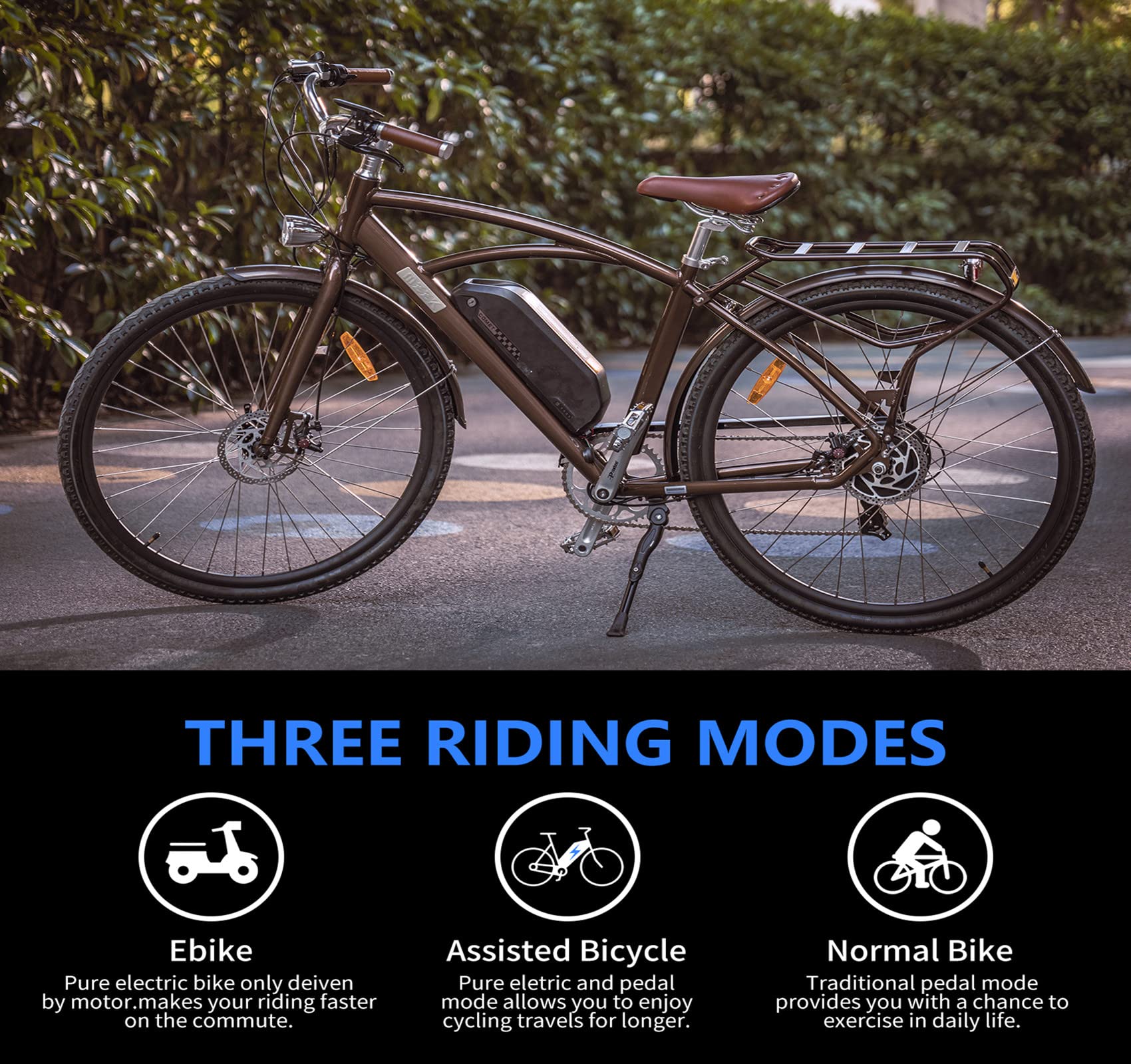 Electric Bike for Adults 28" Vintage Electric Bicycle 28mph 50+Miles City Commuter Urban Ebike 500W Powerful Motor Removable Large Battery 7-Speed UL