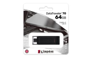 kingston datatraveler 70 64gb portable and lightweight usb-c flashdrive with usb 3.2 gen 1 speeds dt70/64gb, black