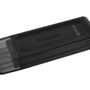 Kingston DataTraveler 70 64GB Portable and Lightweight USB-C flashdrive with USB 3.2 Gen 1 speeds DT70/64GB, Black