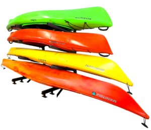 storeyourboard kayak dock storage rack, outdoor over the water mount, holds 400 lbs, heavy-duty metal stand