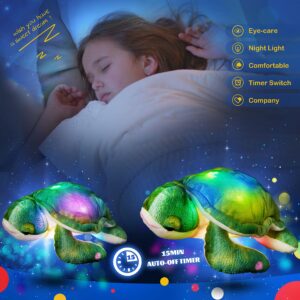 Glow Guards 14'' Light up Sea Turtle Stuffed Animal LED Soft Ocean Life Plush Toy Pillow with Colorful Night Lights Glowing Birthday Children's Day Gifts for Toddler Kids