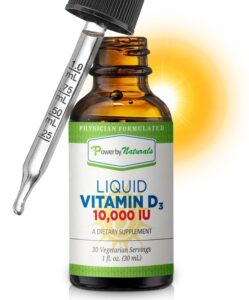 power by naturals vitamin d3 liquid drops 10000 iu - high-potency vitamin d3 for adult bone strength & immune support - gluten-free, non-gmo, sugar-free vitamin - orange flavor, 1 fl oz (30 servings)