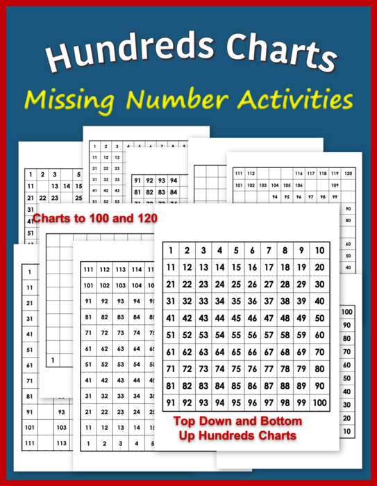 Hundreds Charts Missing Numbers Activities