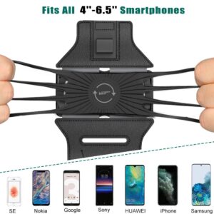 VUP Running Armband 360°Rotatable for iPhone 15/14/13/Pro Max/Pro/Mini/12/11/SE/8/7/Plus, Fits All 4-6.7 Inch Smartphones, with Key Holder Phone Armband for Running Hiking Biking (Black-Detachable)