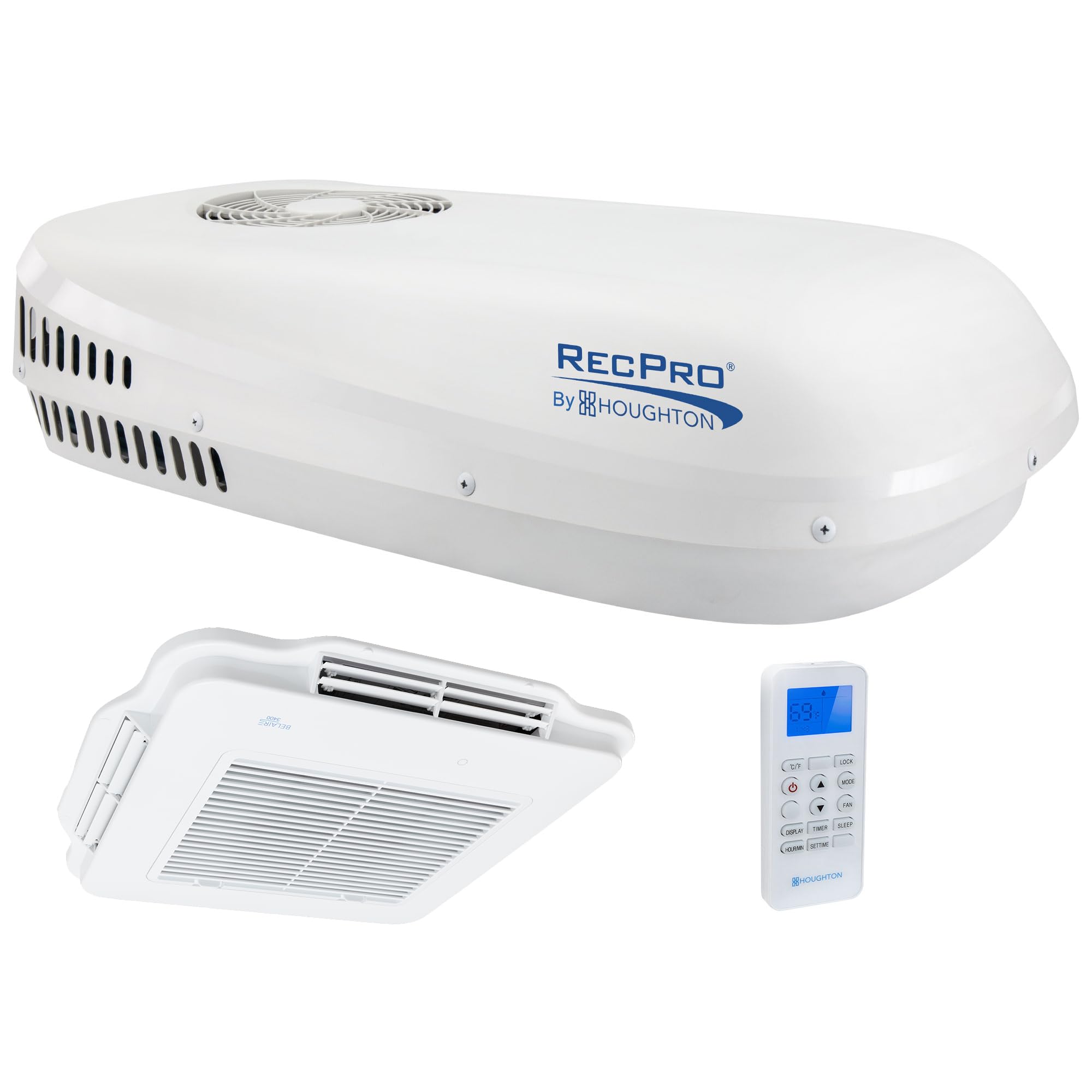 RecPro RV Air Conditioner Low Profile 13.5K Non-Ducted | Quiet AC | 110-120V | Heater and Cooling | Easy Install | For Camper, Travel Trailer, Fifth Wheel, Food Trucks, Motor Home (White)