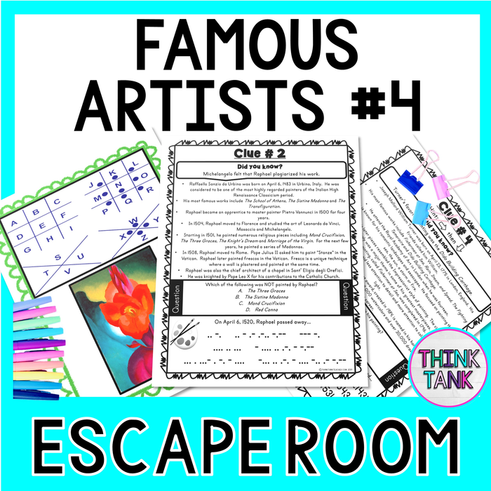 Famous Artists Escape Room #4 - Raphael, Turner, O'Keeffe, Rembrandt