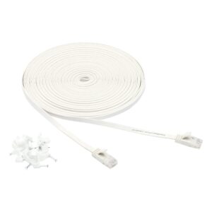 amazon basics cat 6 gigabit ethernet patch internet cable, flat - 50ft, 1pack, white - include 20 nails