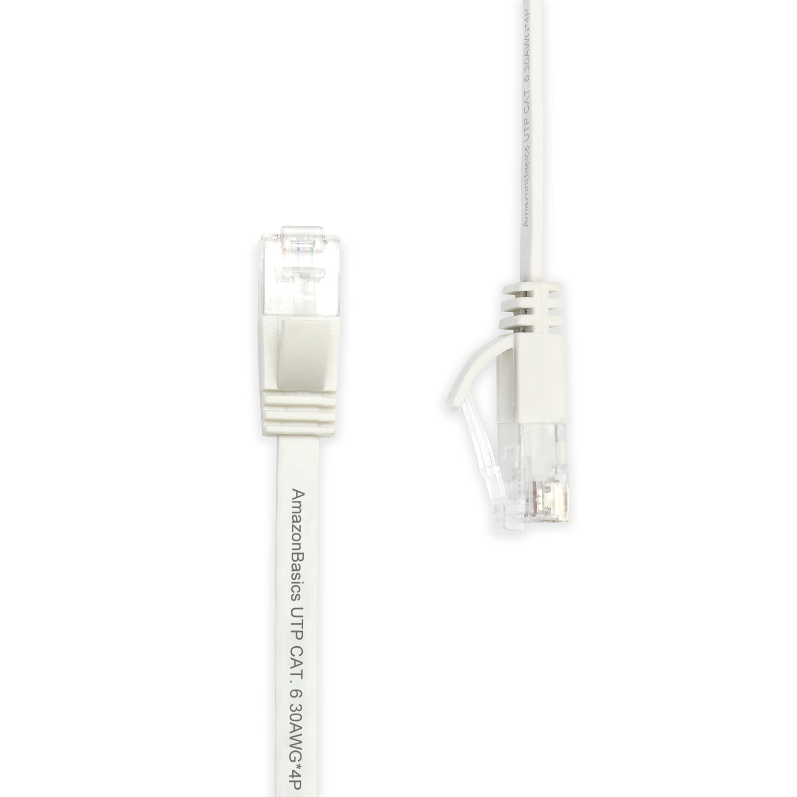 Amazon Basics Cat 6 Gigabit Ethernet Patch Internet Cable, Flat - 50FT, 1Pack, White - Include 20 Nails