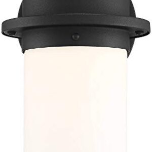 Possini Euro Design Mallow Modern Contemporary Outdoor Wall Light Fixture LED Textured Black 9 1/4" White Opal Glass for Exterior House Porch Patio Outside Deck Garage Yard Front Door Garden Home