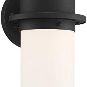 Possini Euro Design Mallow Modern Contemporary Outdoor Wall Light Fixture LED Textured Black 9 1/4" White Opal Glass for Exterior House Porch Patio Outside Deck Garage Yard Front Door Garden Home