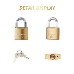 CINCINNO 6 Pack Solid Brass Keyed Alike Padlock with Key, Small Locks with Keys for Gym Locker, Case, Backpack, Luggage