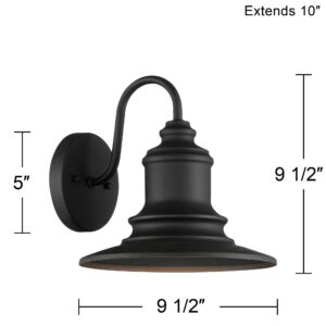 Possini Euro Design Elgin Modern Industrial Farmhouse Outdoor Barn Light Sconce Fixture Textured Black 9 1/2" Decor for Exterior House Porch Patio Outside Deck Garage Yard Front Door Garden Home