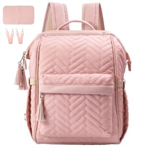 kzni diaper bag backpack, travel diaper backpack, diaper bag with stroller hanger,thermal pockets,diaper bag backpack (pink)