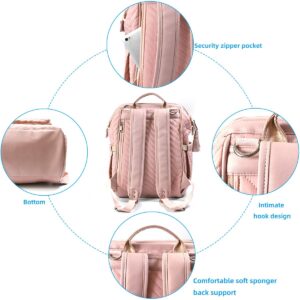 KZNI Diaper Bag Backpack, Travel Diaper Backpack, Diaper Bag with Stroller Hanger,Thermal Pockets,Diaper Bag Backpack (pink)