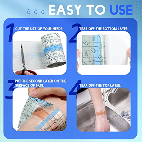 Transparent Dressing Adhesive Bandage Waterproof Bandage Clear Adhesive Bandages Stretch Tape for Tattoos Swimming (3.94 Inch x 10.94 Yard)