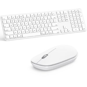 omoton keyboard and mouse for mac, omoton wireless keyboard and mouse combo, multi-device keyboard with numeric keypad for macbook pro/air, imac, imac pro, mac mini, mac pro laptop and pc (silver)