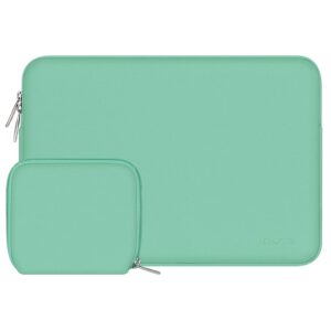 mosiso laptop sleeve compatible with macbook air/pro, 13-13.3 inch notebook, compatible with macbook pro 14 inch m3 m2 m1 chip pro max 2024-2021, neoprene bag with small case, biscay green