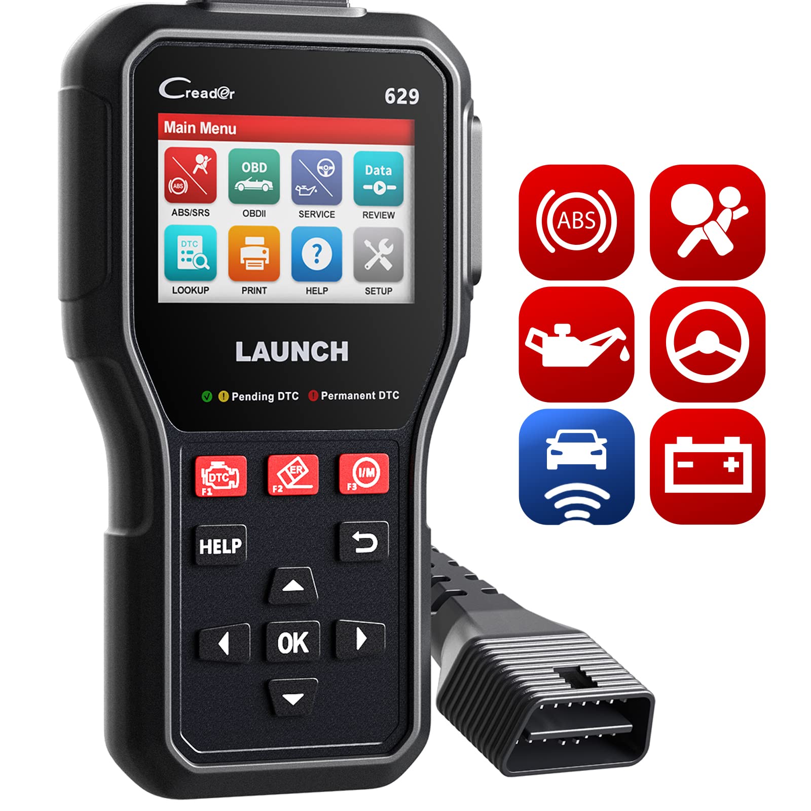 Launch CR629 OBD2 Scanner ABS SRS Scan Tool with Active Test, 3 Service Oil/SAS/BMS Reset Tool, Full OBD2 Functions Car Code Scanner, Lifetime Free Update (More Powerful Than Launch CR529, CRP123X)