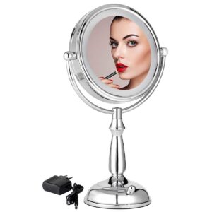 professional 8" lighted makeup mirror, 10x magnifying vanity mirror with 26 medical led lights,double sided dimmable cosmetic mirror,brightness adjustable desk lamp alternative,gift for mother's day