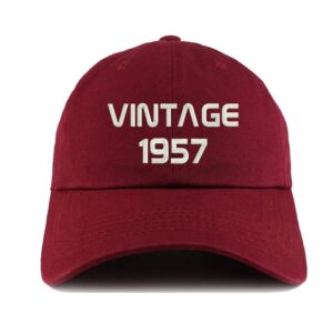 Weytff Dad Hat Retro Baseball Cap Vintage 1957 Years Red Wine Embroidered Unconstructed Snapback Hat