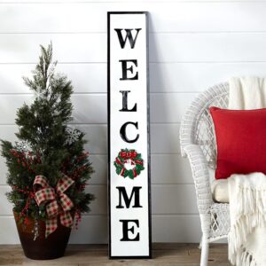 Interchangeable Wall Leaning Welcome Sign with 8 Magnetic Season Icons