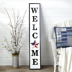 Interchangeable Wall Leaning Welcome Sign with 8 Magnetic Season Icons