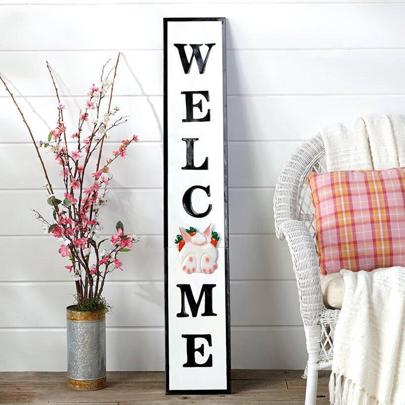 Interchangeable Wall Leaning Welcome Sign with 8 Magnetic Season Icons