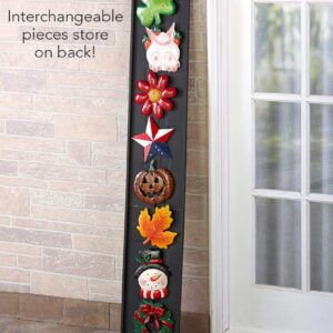 Interchangeable Wall Leaning Welcome Sign with 8 Magnetic Season Icons