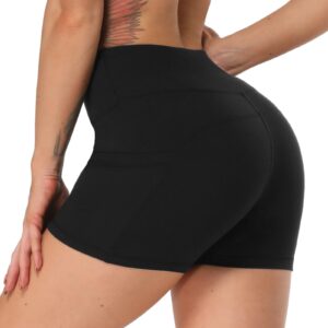 HLTPRO Spandex Biker Shorts for Women with Pockets, High Waisted Workout Gym Yoga Shorts