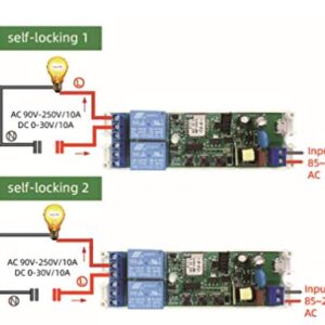 MHCOZY 2CH WiFi RF Wireless Switch Relay,Inching Self-Locking Interlock Mode,Ewelink App Remote for Access Control Smart Garage Door,Compatible with Alexa Goolge Home (USB 5V AC 85-250V)