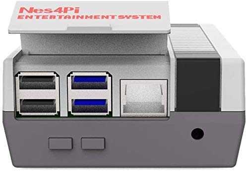 GeeekPi Retro Gaming Nes4Pi Case for Raspberry Pi 4 Model B, Pi 4 Case with Fan and Heatsinks for Raspberry Pi 4 Model B (Case with Game Controllers)