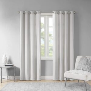 madison park englewood 1-panel pack window curtain dyed, light heathered effect, room darkening, grommet top easy to hang, fits up to 1.25" diameter rod, 50"x95" grey