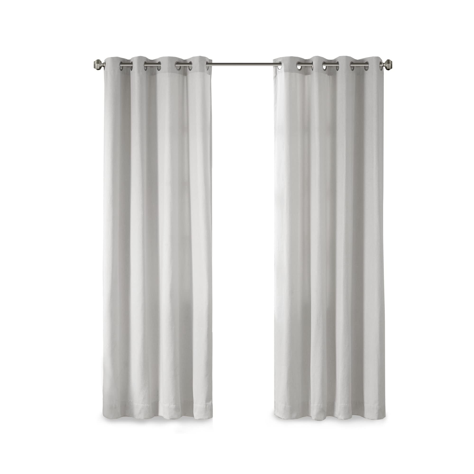 Madison Park Englewood 1-Panel Pack Window Curtain Dyed, Light Heathered Effect, Room Darkening, Grommet Top Easy to Hang, Fits up to 1.25" Diameter Rod, 50"x95" Grey