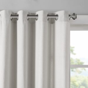 Madison Park Englewood 1-Panel Pack Window Curtain Dyed, Light Heathered Effect, Room Darkening, Grommet Top Easy to Hang, Fits up to 1.25" Diameter Rod, 50"x95" Grey