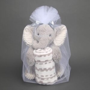 lambs & ivy blanket & plush luxury newborn baby gift set - gray elephant