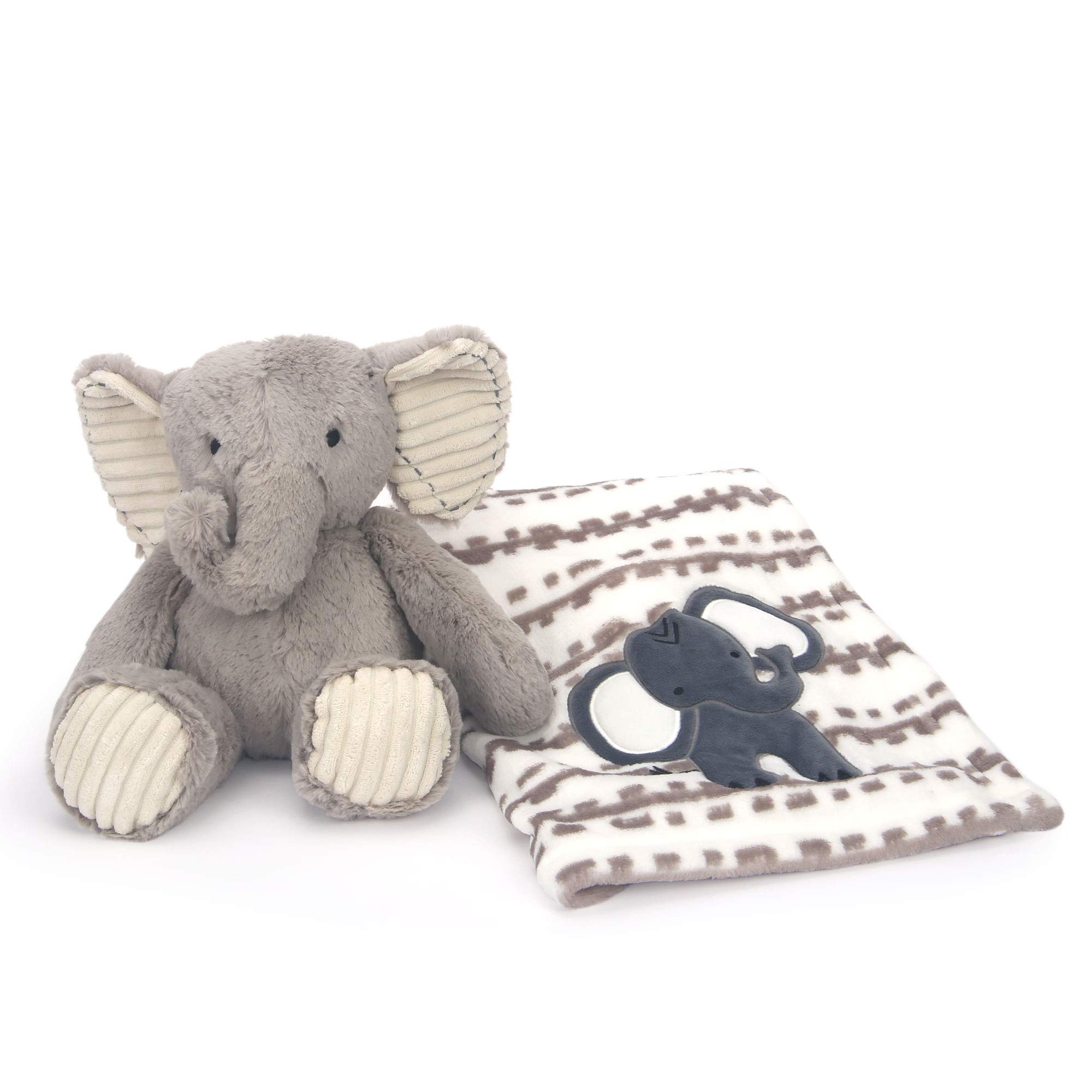 Lambs & Ivy Blanket & Plush Luxury Newborn Baby Gift Set - Gray Elephant