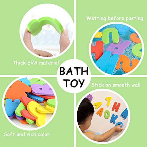 66pcs Bath Toys Foam Letters Alphabet Numbers Animals Toys Set for Kids Bath Time Fun