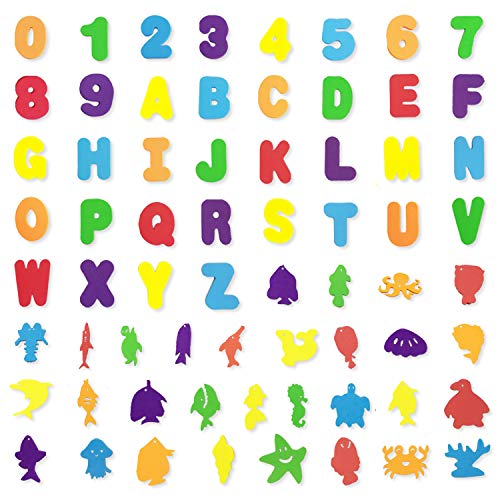 66pcs Bath Toys Foam Letters Alphabet Numbers Animals Toys Set for Kids Bath Time Fun