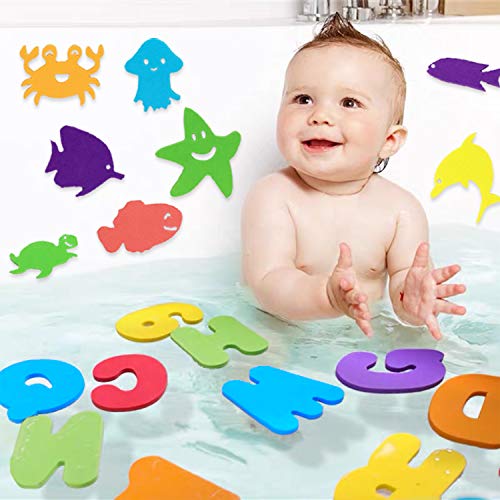 66pcs Bath Toys Foam Letters Alphabet Numbers Animals Toys Set for Kids Bath Time Fun