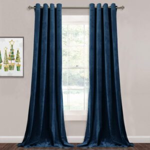 stangh velvet blackout curtains navy - luxury blue curtains velvet textured panel drapes for hotel hall/farmhouse decor, heavy duty summer heat block out, navy blue, wide 52 x long 96 inches, 2 pcs