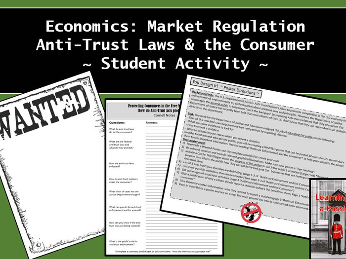 Economics: Market Regulation "Anti-Trust Laws & the Consumer" ~Student Activity~ (Distance Learning)