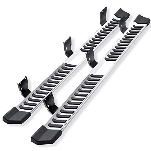 IKON MOTORSPORTS, Running Boards Compatible With 1999-2016 Ford F250 Superduty Crew Cab, V Style Silver Stainless Steel Side Step Bar Nerf Bar