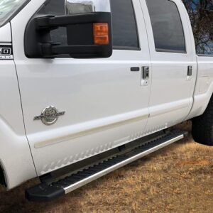 IKON MOTORSPORTS, Running Boards Compatible With 1999-2016 Ford F250 Superduty Crew Cab, V Style Silver Stainless Steel Side Step Bar Nerf Bar