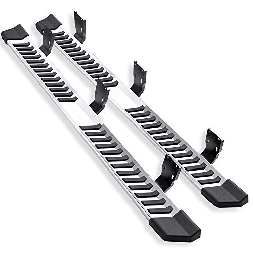 IKON MOTORSPORTS, Running Boards Compatible With 1999-2016 Ford F250 Superduty Crew Cab, V Style Silver Stainless Steel Side Step Bar Nerf Bar