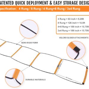 ALPHAWORX Agility Ladder, Agility Training Equipment, Soccer Speed Ladder, Football Footwork Ladder, Workout Ladder for Kid Adult, Foldable Instant Set-up & Tangle-Free & Carry Bag (8 Rung)