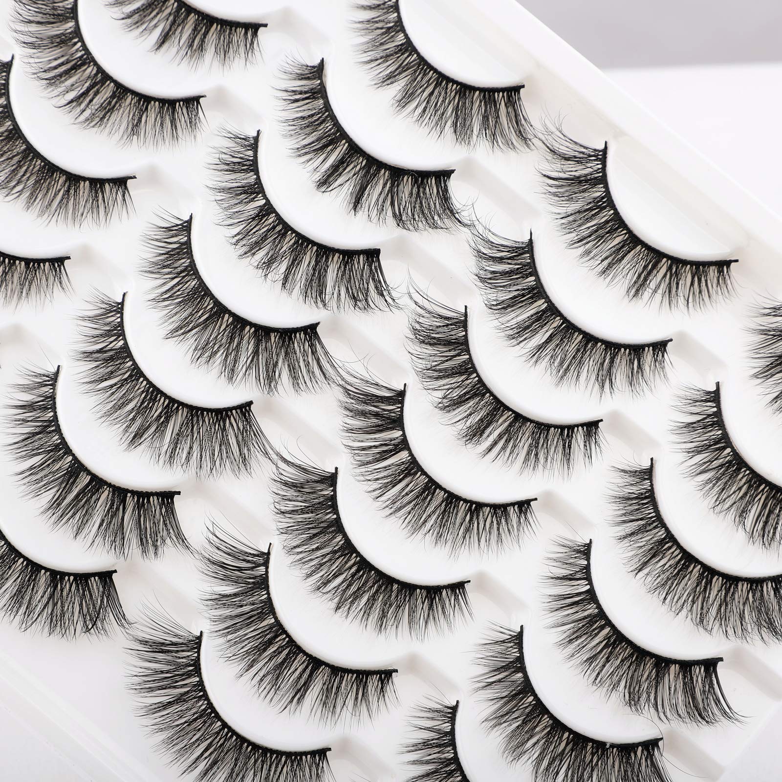 Newcally Lashes False Eyelashes Cat Eyes Wispy Natural Faux Mink Lashes 14 Pairs Pack Light Volume Short Fake Eye Lashes Multipack