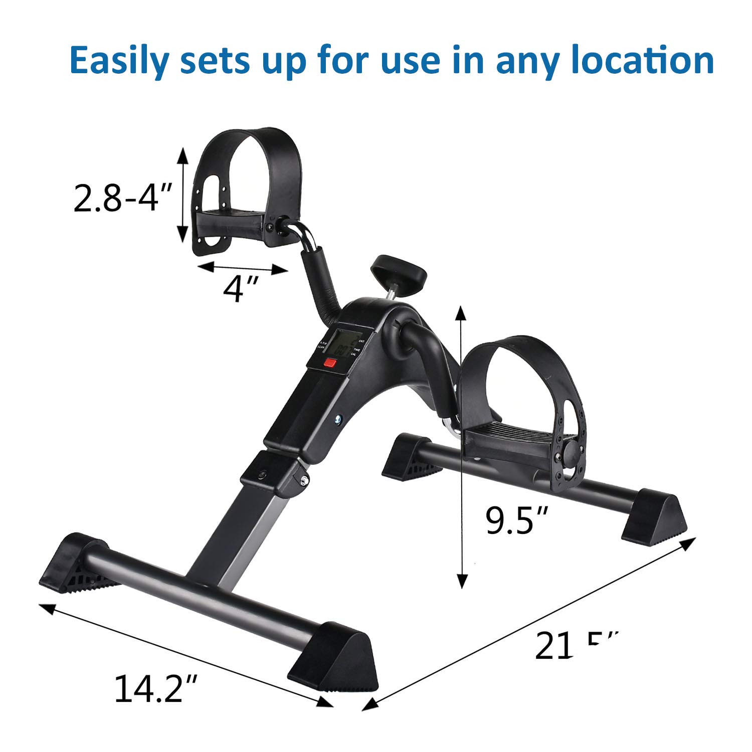 IPKIG Folding Pedal Exerciser - Portable Desk Bike, Under Desk Bike Pedal Exerciser for Leg and Arm Exercise, Low Impact, Adjustable Fitness Rehab Equipment for Seniors, Elderly (Black)