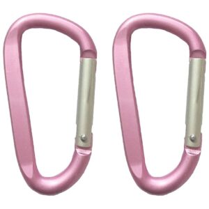 large carabiners keychain 3" aluminum d shape premium durable d-ring carabiner clip hook camping accessories snap link key chain durable improved design (2pcs pink)